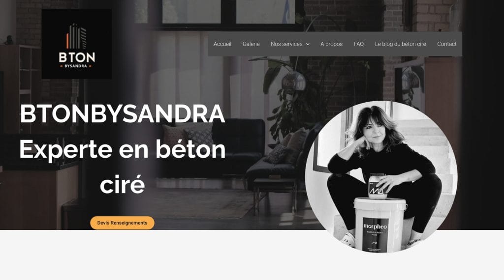 Site btonbysandra.fr réalisé par DZIGNWEB, vu dans un navigateur