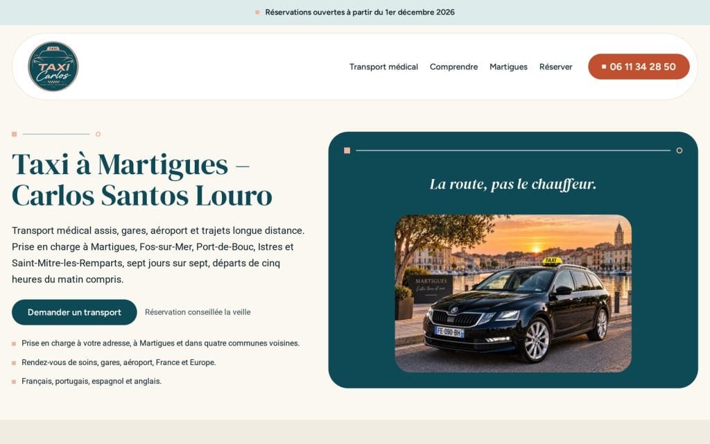 Site taxi-santos-louro.fr réalisé par DZIGNWEB
